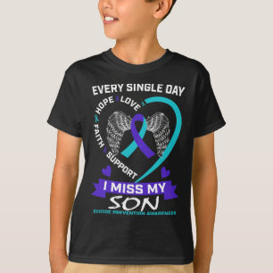 Camiseta Coração Roxo De Teal I Miss My Son Suicida Sensibe
