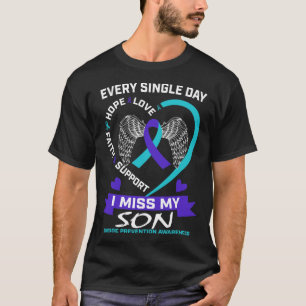 Camiseta Coração Roxo De Teal I Miss My Son Suicida Sensibe