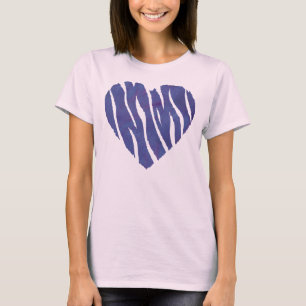 Camiseta Coração Roxo Estampa de Animal Zebra