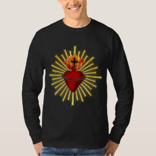 Camiseta CORAÇÃO SAGRADA da Tatuagem JESUS para Homens Mulh