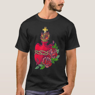 Camiseta Coração Sagrado de Jesus Tradicional Latino Católi