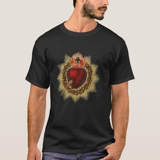 Camiseta Coração Sagrado na Coroa de Cornos (Frente)