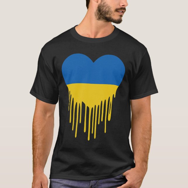 Camiseta Coração Sangrando Ucrânia Apoio E Fique Com Ucrâni (Frente)