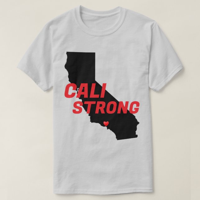 Camiseta Coração Sólido CA Red Blk FORTE CALI (Frente do Design)