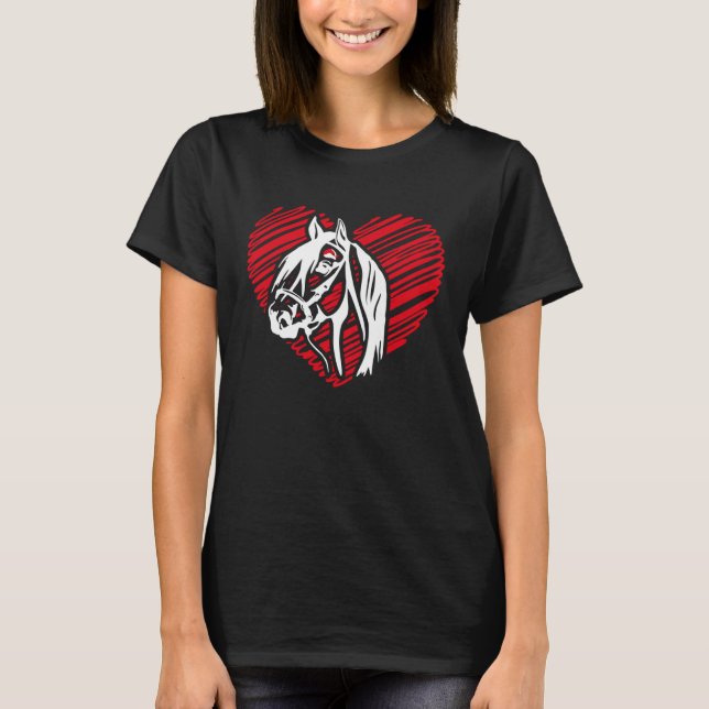 Camiseta Coração Sombra dos Cavalos Cavalos Equestres caval (Frente)
