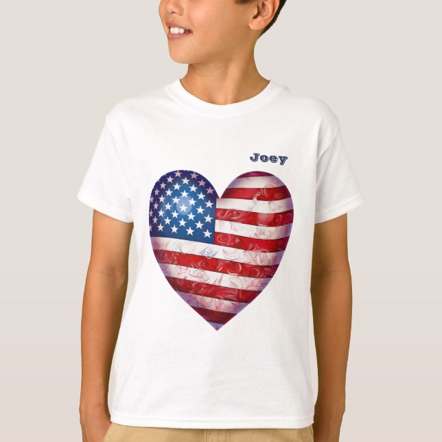 Camiseta Coração "Stars and Stripes" Formatado com Name Boy (Frente)