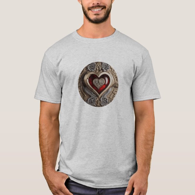 Camiseta Coração Steampunk - Amor Mecânico insípido (Frente)