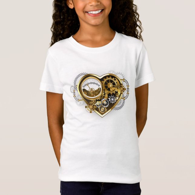 Camiseta Coração Steampunk com Manômetro (Frente)