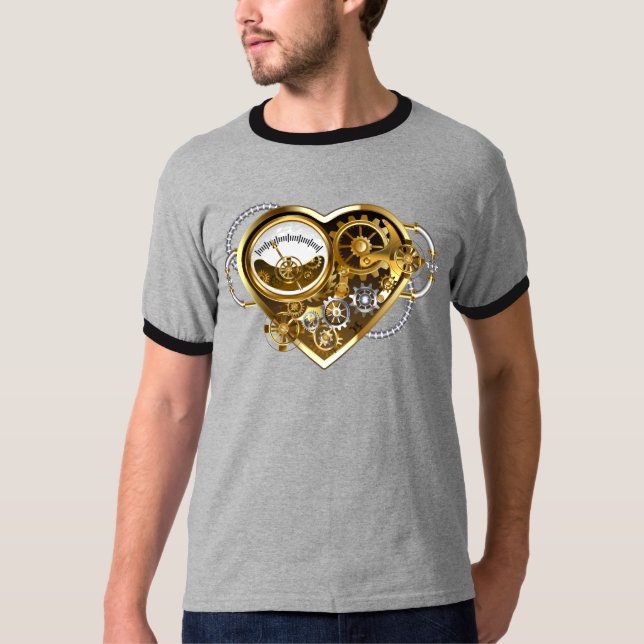 Camiseta Coração Steampunk com Manômetro (Frente)