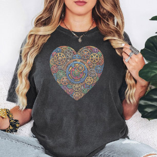 Camiseta Coração Steampunk de Engrenagens Arte Mecânica