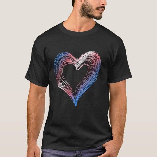 Camiseta Coração Transgênero Doodle Direitos Trans Mês do O (Frente)