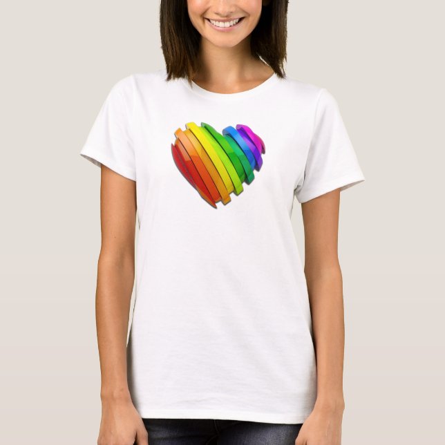 Camiseta Coração tridimensional escultural do SlipperyJoe b (Frente)