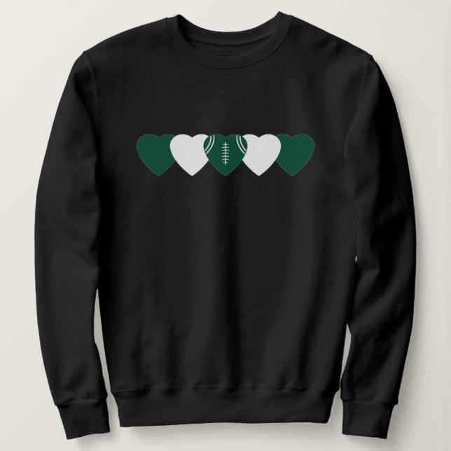 Camiseta Coração Verde e Branco Futebol Escuro (Frente do Design)