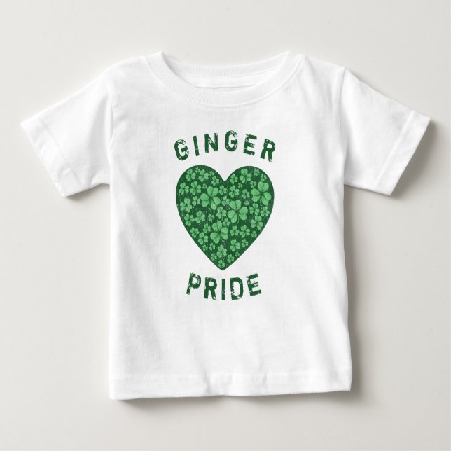 Camiseta Coração Verde Engraçado Ginger Power Shamrock (Frente)