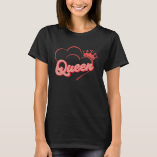 Camiseta Coração Vermelho Bonito Dia de os namorados Rainha