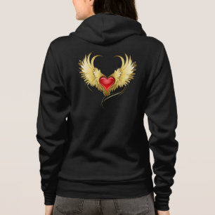 Camiseta Coração Vermelho com Asas Ouros