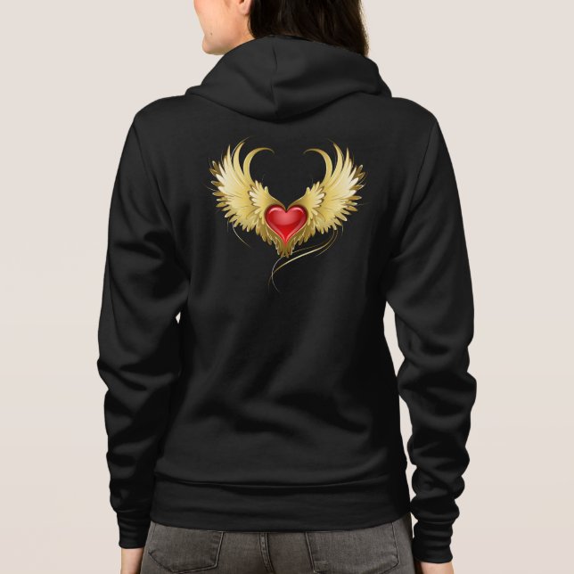 Camiseta Coração Vermelho com Asas Ouros (Verso)