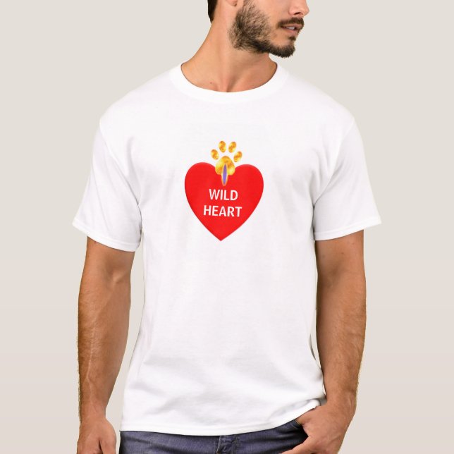Camiseta Coração vermelho com pata e caligrafia (Frente)