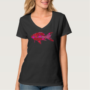 Camiseta Coração Vermelho Cor-de-Rosa Ama Mãe Peixe Goldfis
