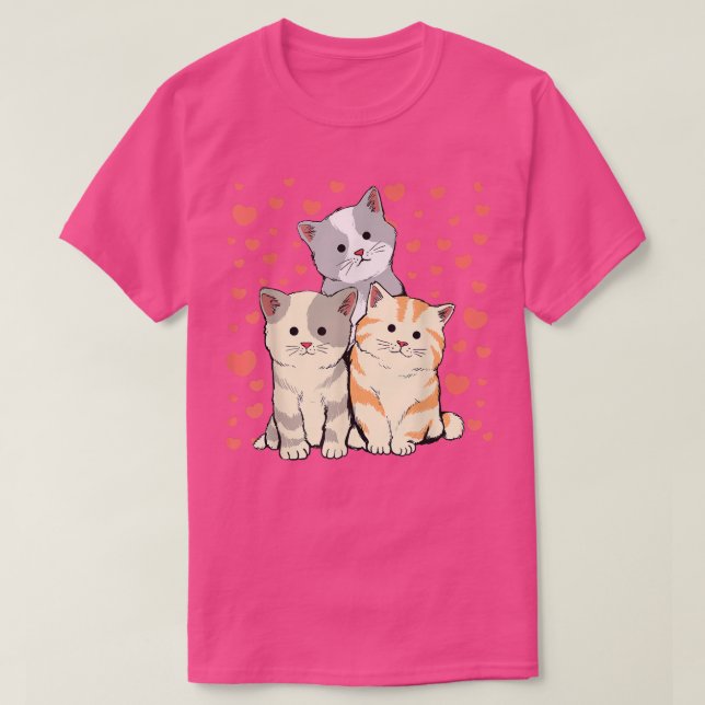 Camiseta Coração Vermelho de Dia de os namorados Gato para  (Frente do Design)