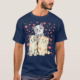 Camiseta Coração Vermelho de Dia de os namorados Gato para