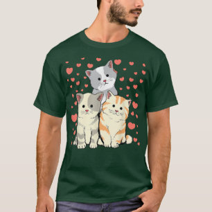 Camiseta Coração Vermelho de Dia de os namorados Gato para 