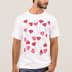 Camiseta Coração Vermelho do Namorados bonito   Padrão de p