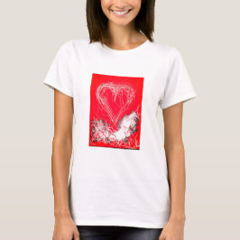Camiseta Coração Vermelho e Branco