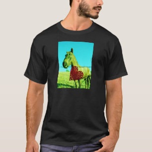 Camiseta Coração Vermelho e Cavalo