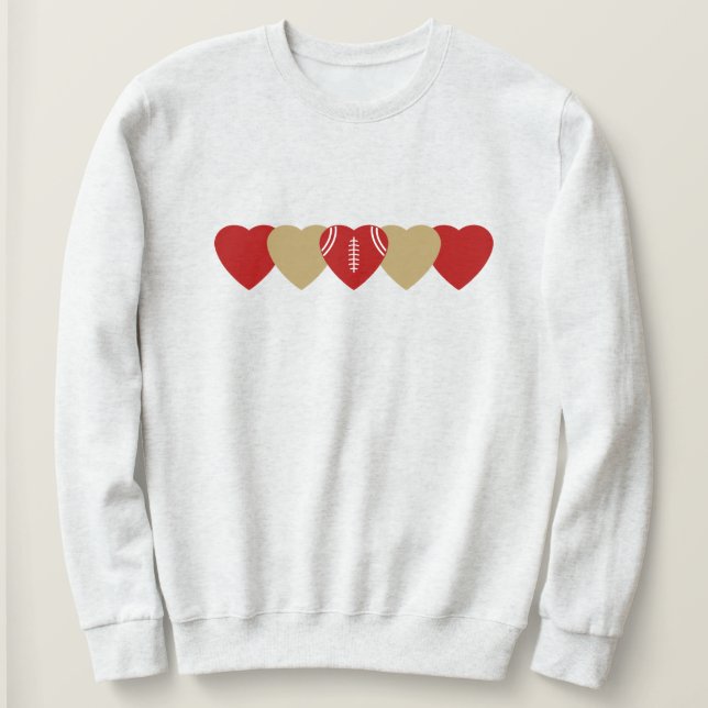 Camiseta Coração Vermelho e Dourado de Futebol (Frente do Design)