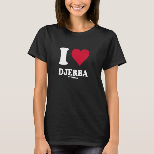 Camiseta Coração Vermelho Eu Amo Djerba (Frente)