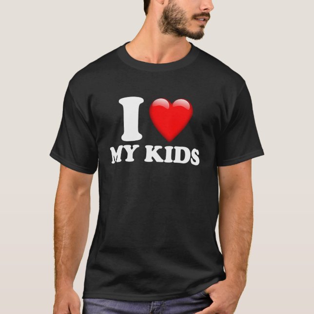Camiseta Coração Vermelho Eu Amo Meus Filhos (Frente)