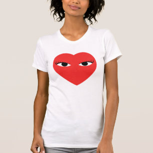 Camiseta Coração Vermelho Grande e Cinto com Olhos em Camis