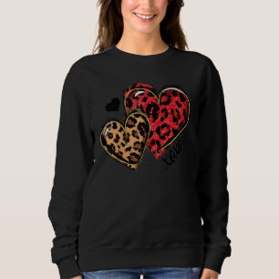 Camiseta Coração Vermelho leopardo Dia dos Namorados Mulher