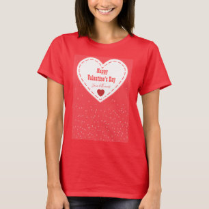 Camiseta Coração Vermelho Nome Feliz Dia dos Namorados Mode