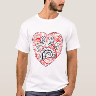 Camiseta Coração Vermelho para Impressão de Mandala Cão
