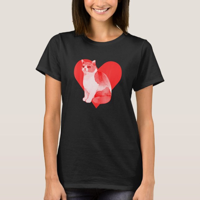 Camiseta Coração Vermelho - Pet Bonito Amigo Britânico Shor (Frente)