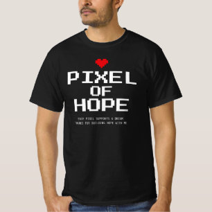 Camiseta Coração Vermelho Pixel da Esperança
