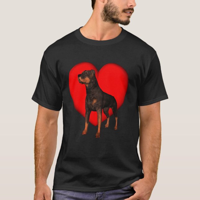 Camiseta Coração Vermelho Rottweiler (Frente)