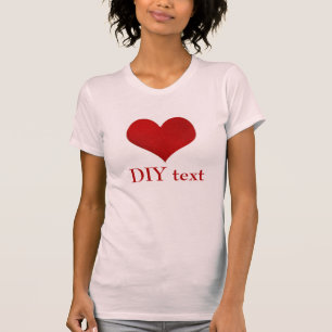Camiseta Coração Vermelho, texto de DIY