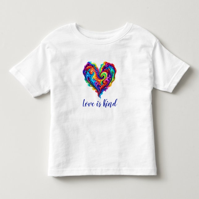 Camiseta Coração Vibrante de Chuva de Cores Arco-íris (Frente)