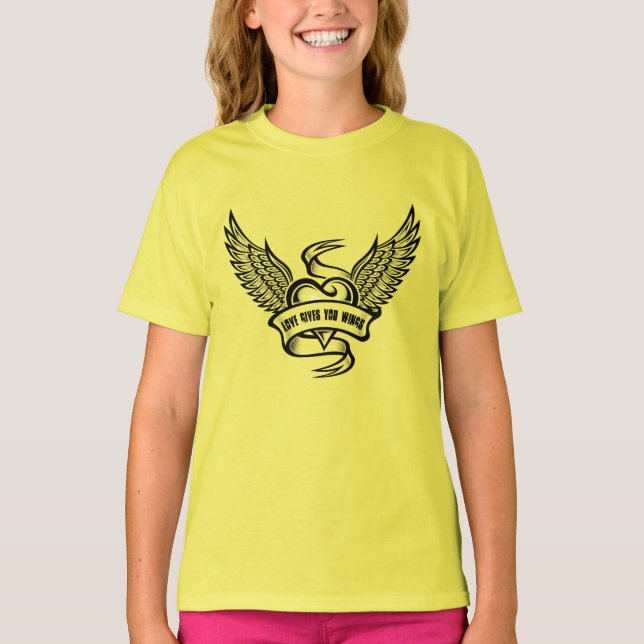 Camiseta Coração Vintage com Asas (Frente)