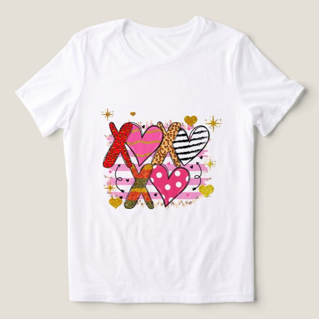 Camiseta Coração XOXO Fofo & Divertido (Design frontal)