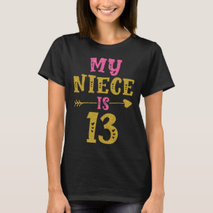 Camiseta Corações 13º Aniversário Para Sobrinha Da Tia Tio