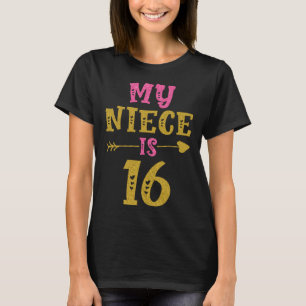 Camiseta Corações 16.º aniversário para a sobrinha da tia t