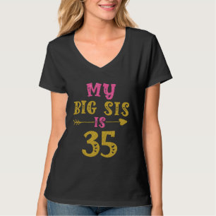 Camiseta Corações 35º Aniversário Para Irmã Da Irmã Irmão