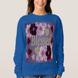 Camiseta Corações Abençoados Flores Flores Azul