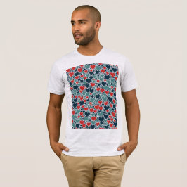Camiseta Corações Alegres Sobrepostos e Interligados