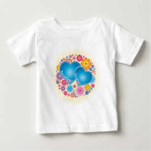 Camiseta Corações Azuis Floral