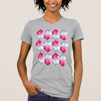 Camiseta Corações Bonito com padrão Gemstone